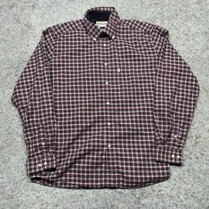 Barbour Regular Fit Long Sleeve Button Up Flannel‎ Shirt Mens XL Red Plaid